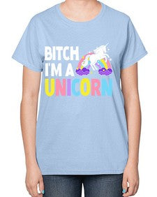 bitch im a unicorn 61# - unicorn-  Ladies T-Shirt