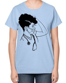 black nurse 3# - black girls or women-  Ladies T-Shirt