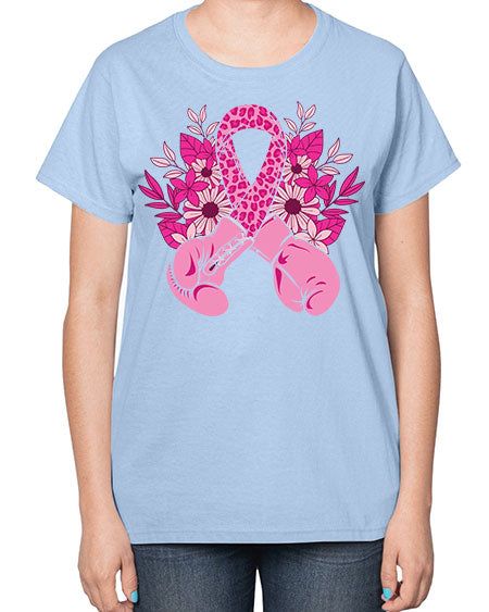 boxing gloves breast cancer - breast cancer-  Ladies T-Shirt