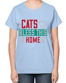 cats bless this home Style 36# - cats-  Ladies T-Shirt