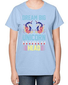dream big unicorn head 99# - unicorn-  Ladies T-Shirt