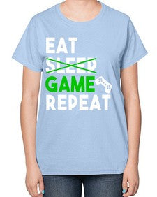 eat sleep game repeat 78# - video games-  Ladies T-Shirt