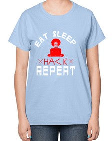 eat sleep hack repeat 48# - computer-  Ladies T-Shirt