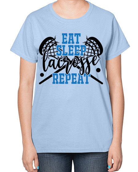 eat sleep lacrosse repeat 15# - lacrosse-  Ladies T-Shirt