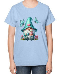 gnome with butterfly 14# - gnome-  Ladies T-Shirt