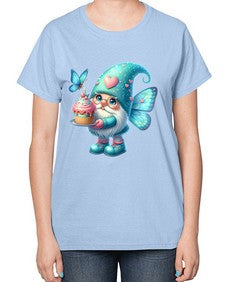 gnome with butterfly 20# - gnome-  Ladies T-Shirt