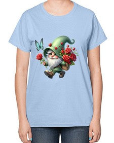 gnome with butterfly 24# - gnome-  Ladies T-Shirt