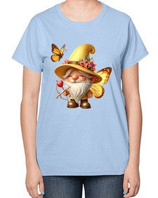 gnome with butterfly 27# - gnome-  Ladies T-Shirt
