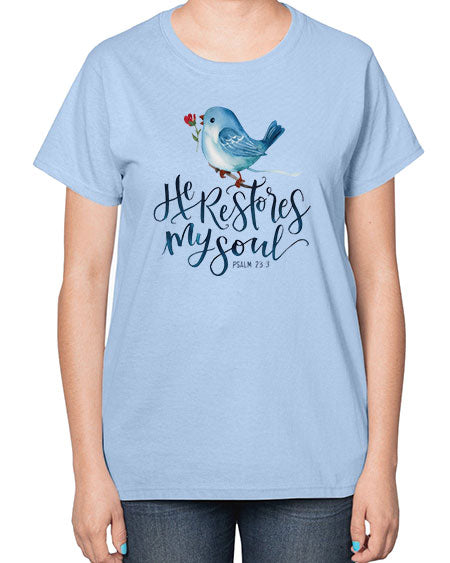he restores my soul 39# - birds-  Ladies T-Shirt