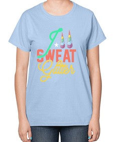 i sweat glitter 190# - unicorn-  Ladies T-Shirt