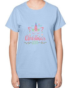 my first christmas unicorn 317# - unicorn-  Ladies T-Shirt