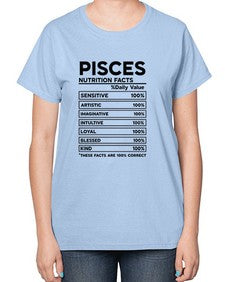 pisces Nutrition Facts 367# - pisces-  Ladies T-Shirt