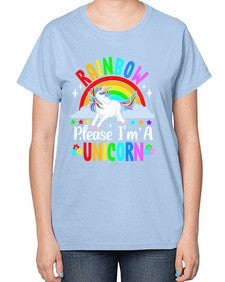 rainbow please im a unicorn 364# - unicorn-  Ladies T-Shirt