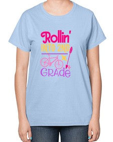 rollin into second grade 783# - second grade-  Ladies T-Shirt