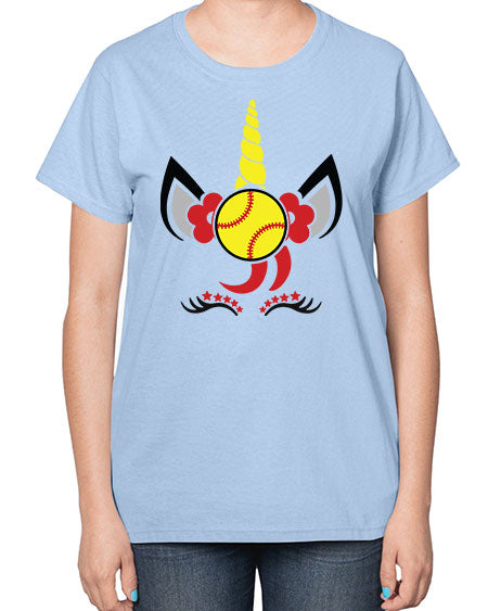 softball unicorn 401# - softball-  Ladies T-Shirt