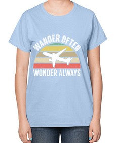 wander often wonder always  47# - airplane-  Ladies T-Shirt