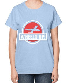 wheels up  50# - airplane-  Ladies T-Shirt