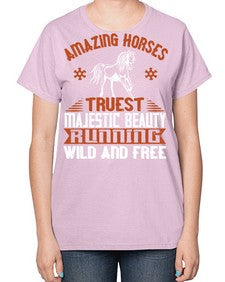 Amazing horses Truest Majestic Beauty Running wild and free Style 23# - horse-  Ladies T-Shirt