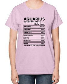 Aquarius Nutrition Facts 67# - aquarius-  Ladies T-Shirt