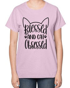 Blessed And Cat Obsessed Style 79# - cats-  Ladies T-Shirt