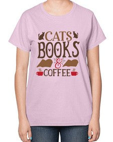 Cats Books Coffee Style 9# - cats-  Ladies T-Shirt