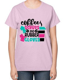 Coffee Scrubs And Rubber Gloves Style Style 664# - nurse-  Ladies T-Shirt