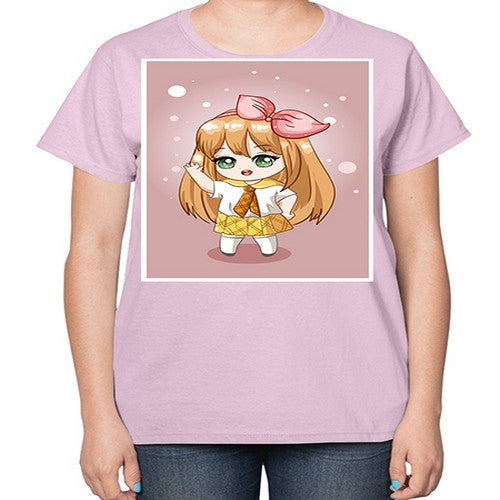 Cute little girl yellow hair wearing uniform 130# - anime-  Ladies T-Shirt