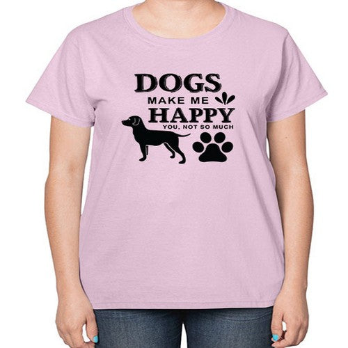 Dogs Make Me Happy Style 44# - dogs-  Ladies T-Shirt