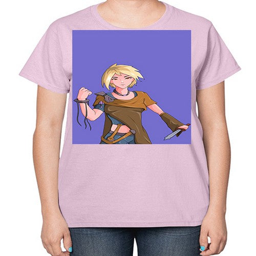 Girl hold knife 12# - anime-  Ladies T-Shirt