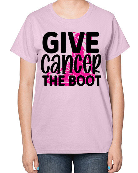 Give Cancer the Boot 25# - breast cancer-  Ladies T-Shirt