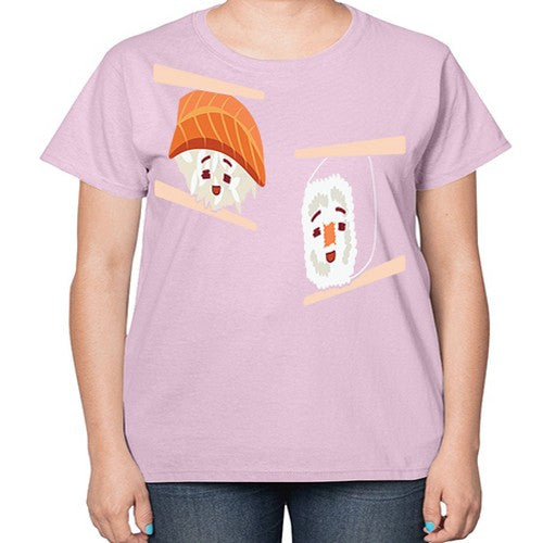 Happy Sushi Anime Kawaii Set Anime 232# - anime-  Ladies T-Shirt