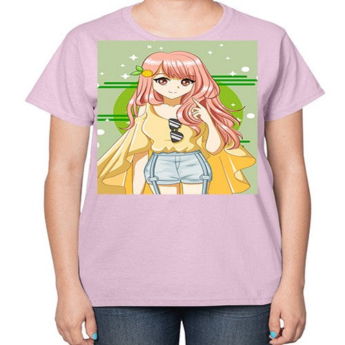 Happy and cute yellow blouse in summer holiday 43# - anime-  Ladies T-Shirt