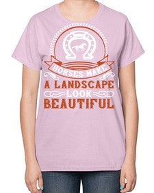 Horses make a landscape look beautiful Style 42# - horse-  Ladies T-Shirt