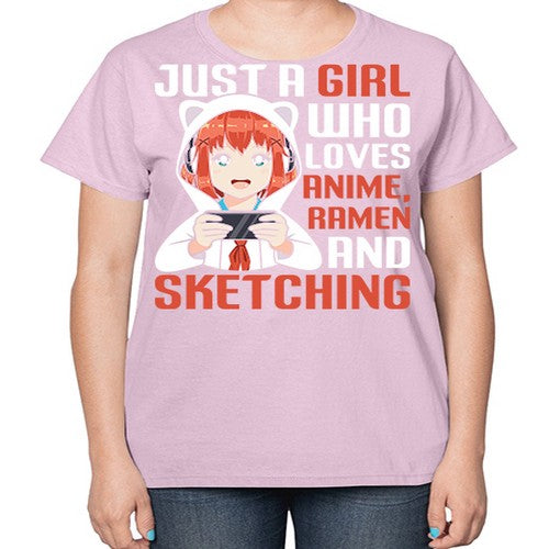 Just a girl who loves anime ramen and sketching260# - anime-  Ladies T-Shirt