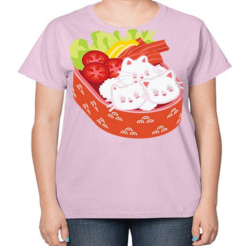 Kawaii Cat Boxed Lunch Anime Anime 266# - anime-  Ladies T-Shirt