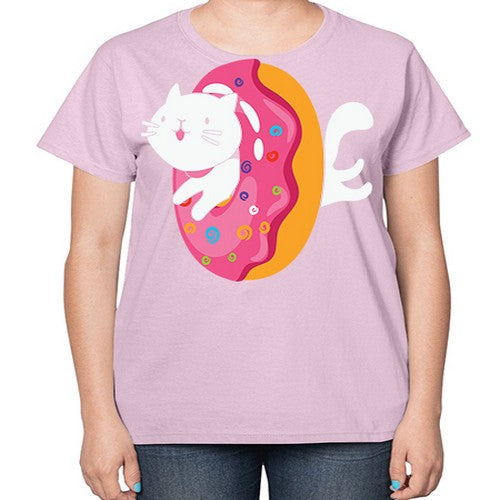 Kawaii Cat Donut Anime Lover Anime 267# - anime-  Ladies T-Shirt