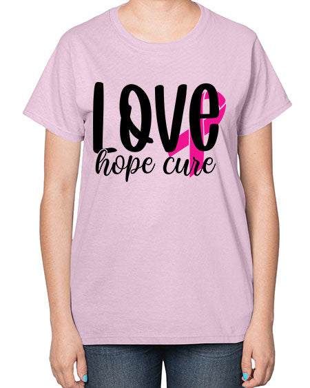 Love Hope Cure 13# - breast cancer-  Ladies T-Shirt