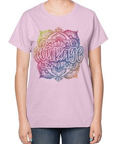 Mandala Courage Rainbow Glitter 758# - mandala-  Ladies T-Shirt
