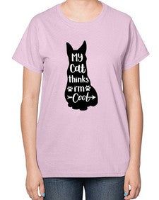 My Cat Thinks Im Cool Style 101# - cats-  Ladies T-Shirt
