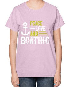 Peace Love and Boating 33# - boats-  Ladies T-Shirt
