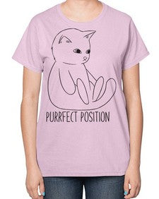 Purrfect Position - cats-  Ladies T-Shirt