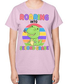 Roaring to second Grade Trex 772# - second grade-  Ladies T-Shirt
