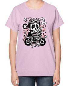 Skull Motocross 1058# - skull and bones-  Ladies T-Shirt