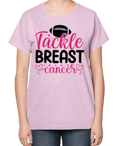 Tackle Breast Cancer 4# - breast cancer-  Ladies T-Shirt