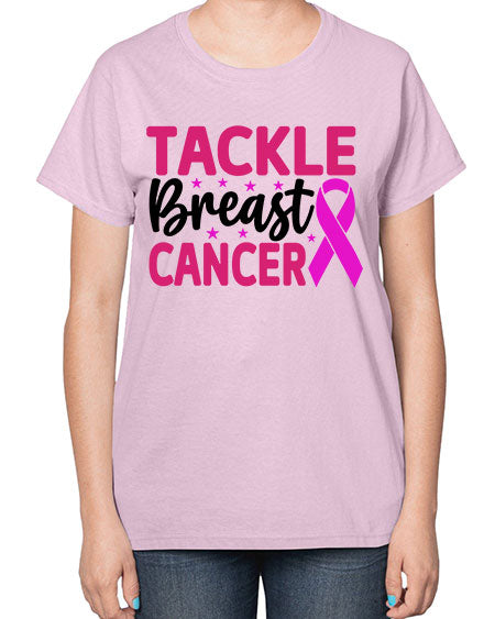 Tackle Breast Cancer 5# - breast cancer-  Ladies T-Shirt