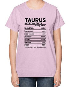 Taurus Nutrition Facts 490# - taurus-  Ladies T-Shirt