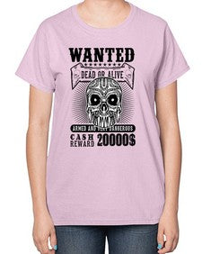 Wanted 1204# - skull and bones-  Ladies T-Shirt