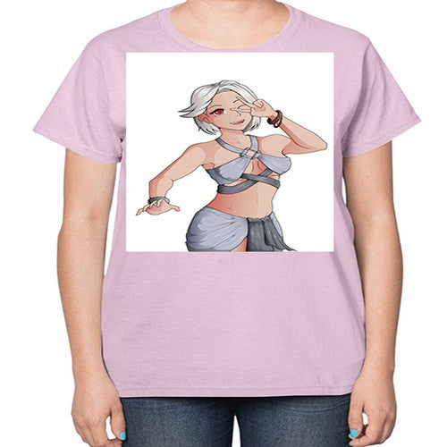 White hair girl wearing summer outfit 40# - anime-  Ladies T-Shirt
