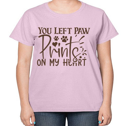 You Left Paw Prints On My Heart Style 53# - dogs-  Ladies T-Shirt