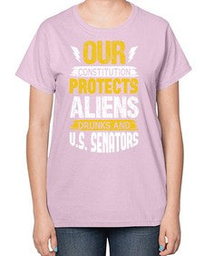 Your constituion protects aliens and drunks 49# - ufo-  Ladies T-Shirt